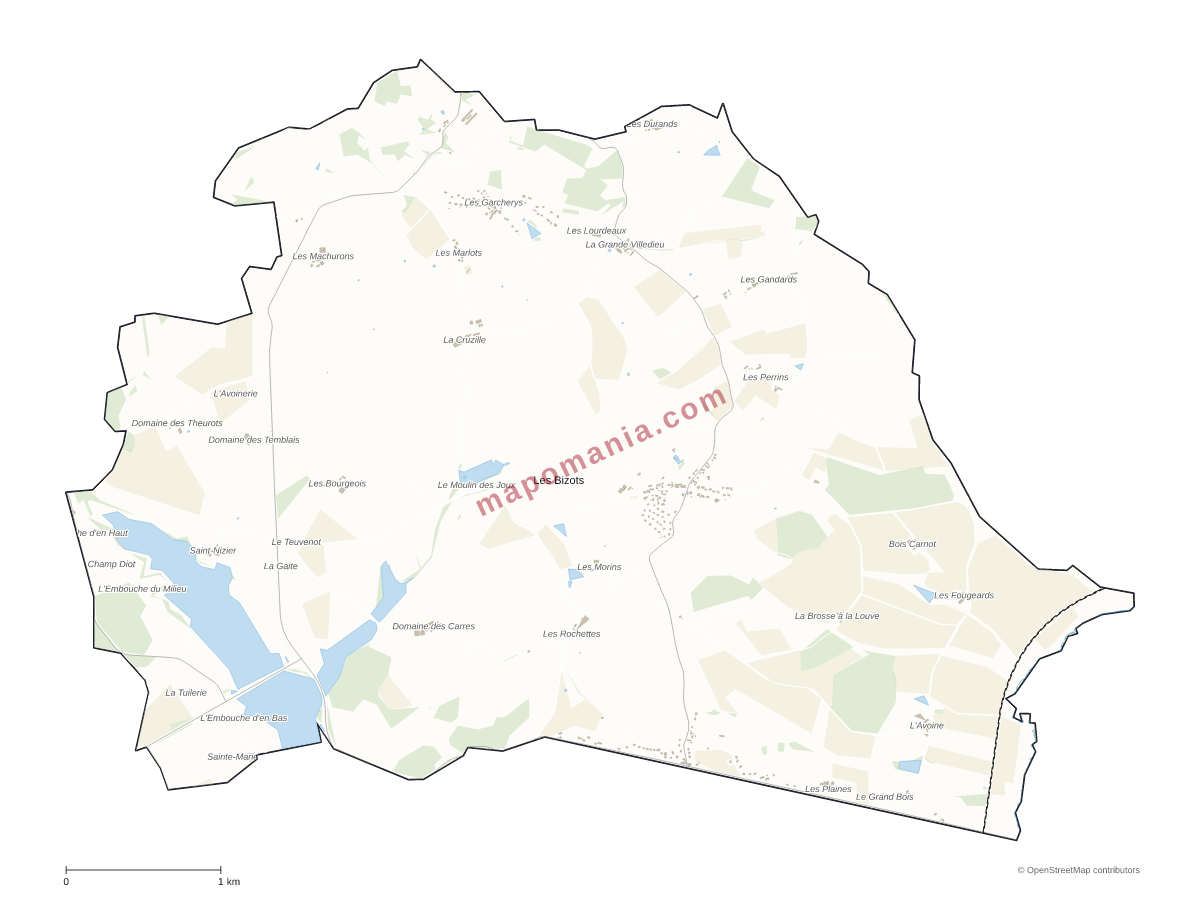 Carte de Les Bizots à personnaliser