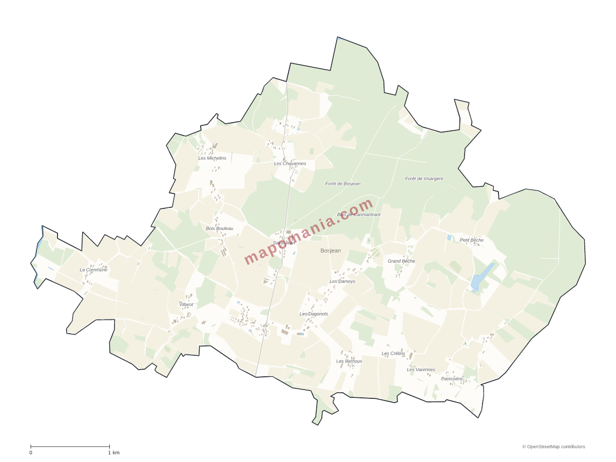 Carte de Bosjean à personnaliser