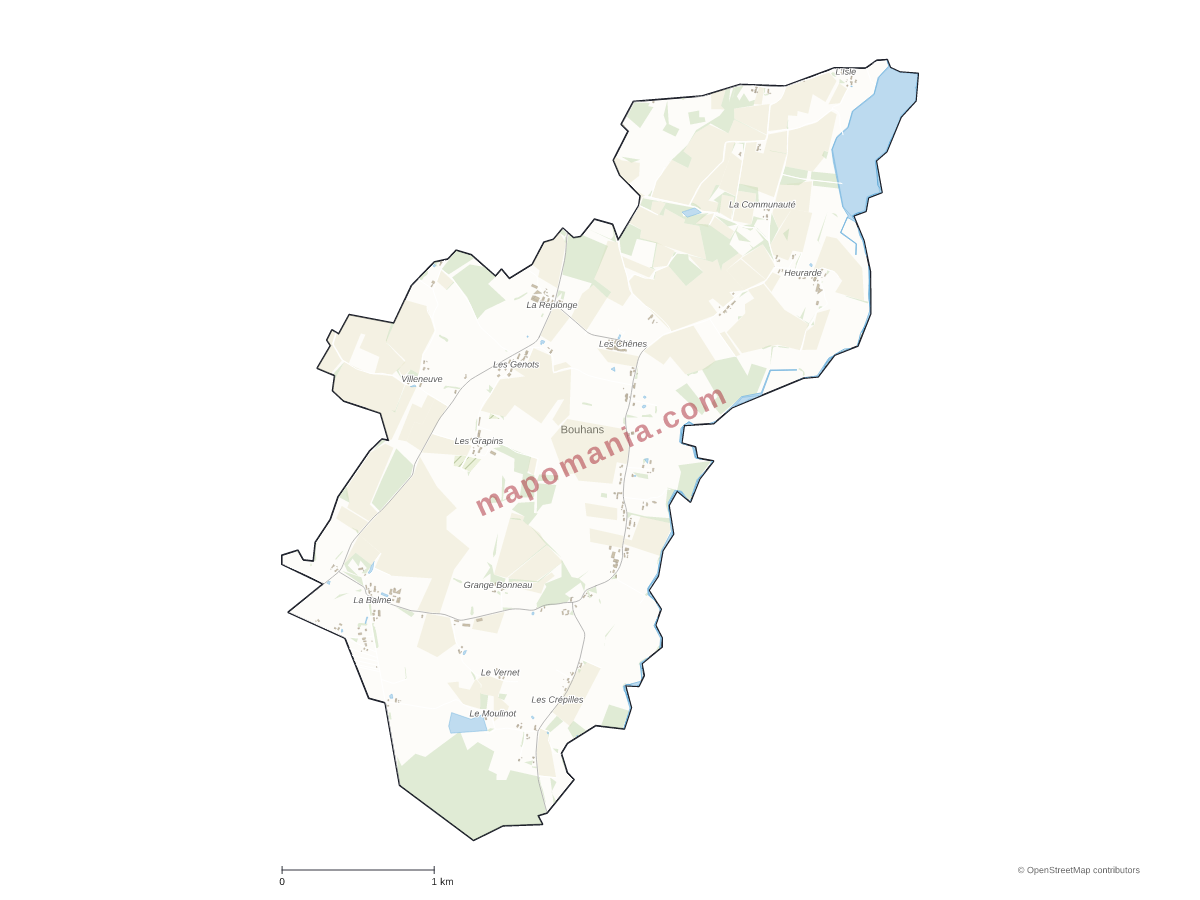 Carte de Bouhans à personnaliser