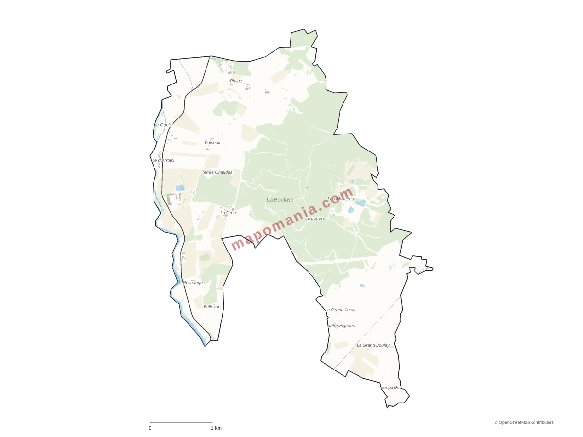 Carte de La Boulaye à personnaliser