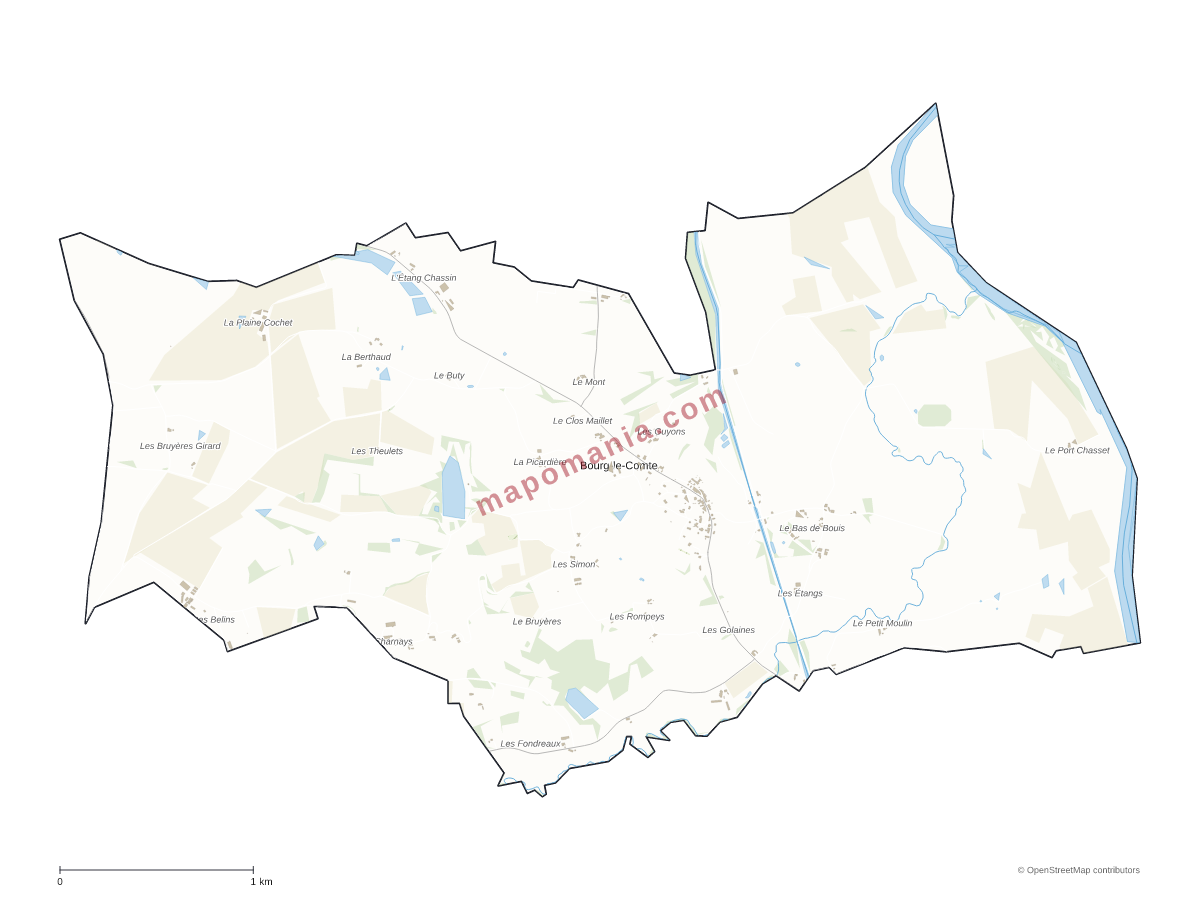 Carte de Bourg-le-Comte à personnaliser