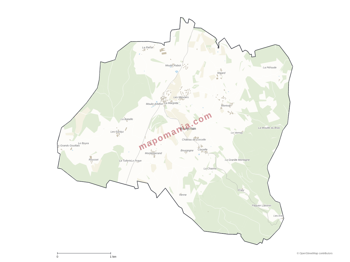 Carte de Bourgvilain à personnaliser