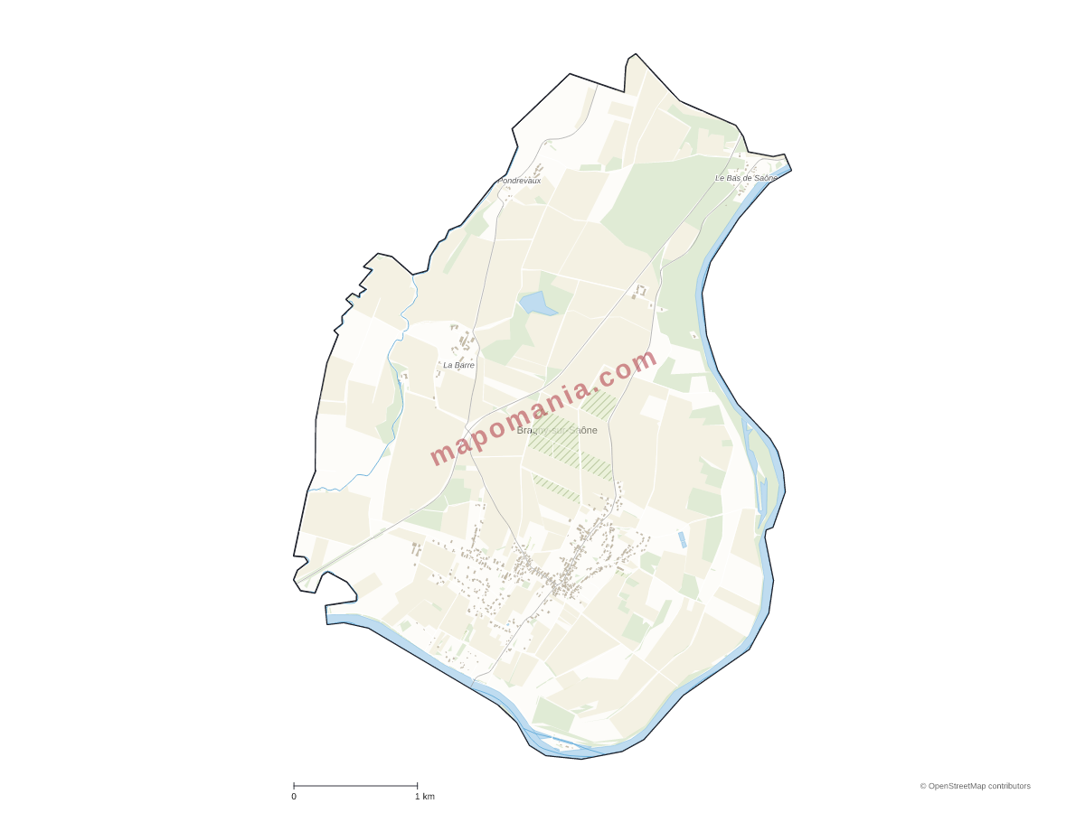 Carte de Bragny-sur-Saône à personnaliser