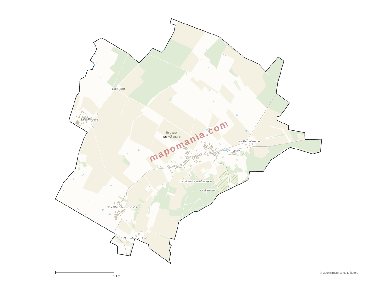 Carte de Bresse-sur-Grosne à personnaliser