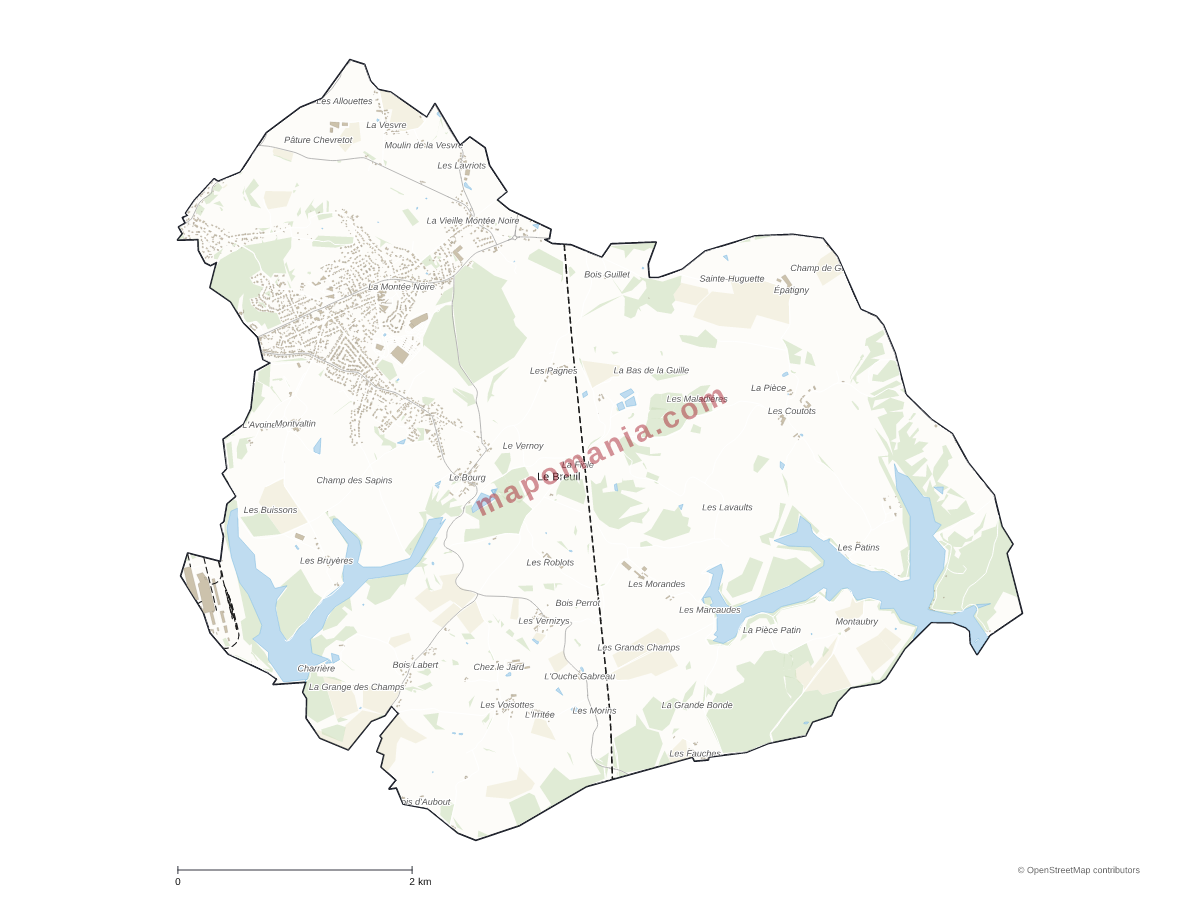 Carte de Le Breuil à personnaliser