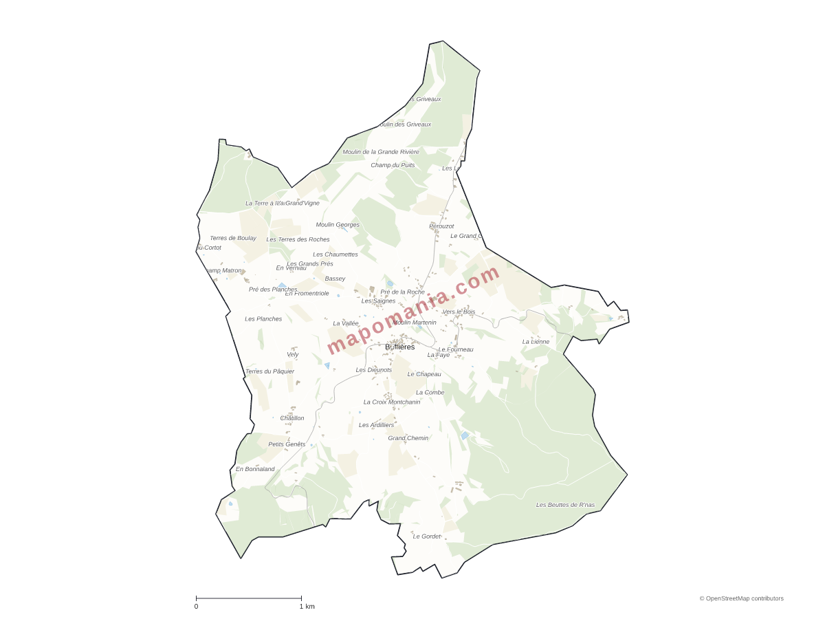 Carte de Buffières à personnaliser