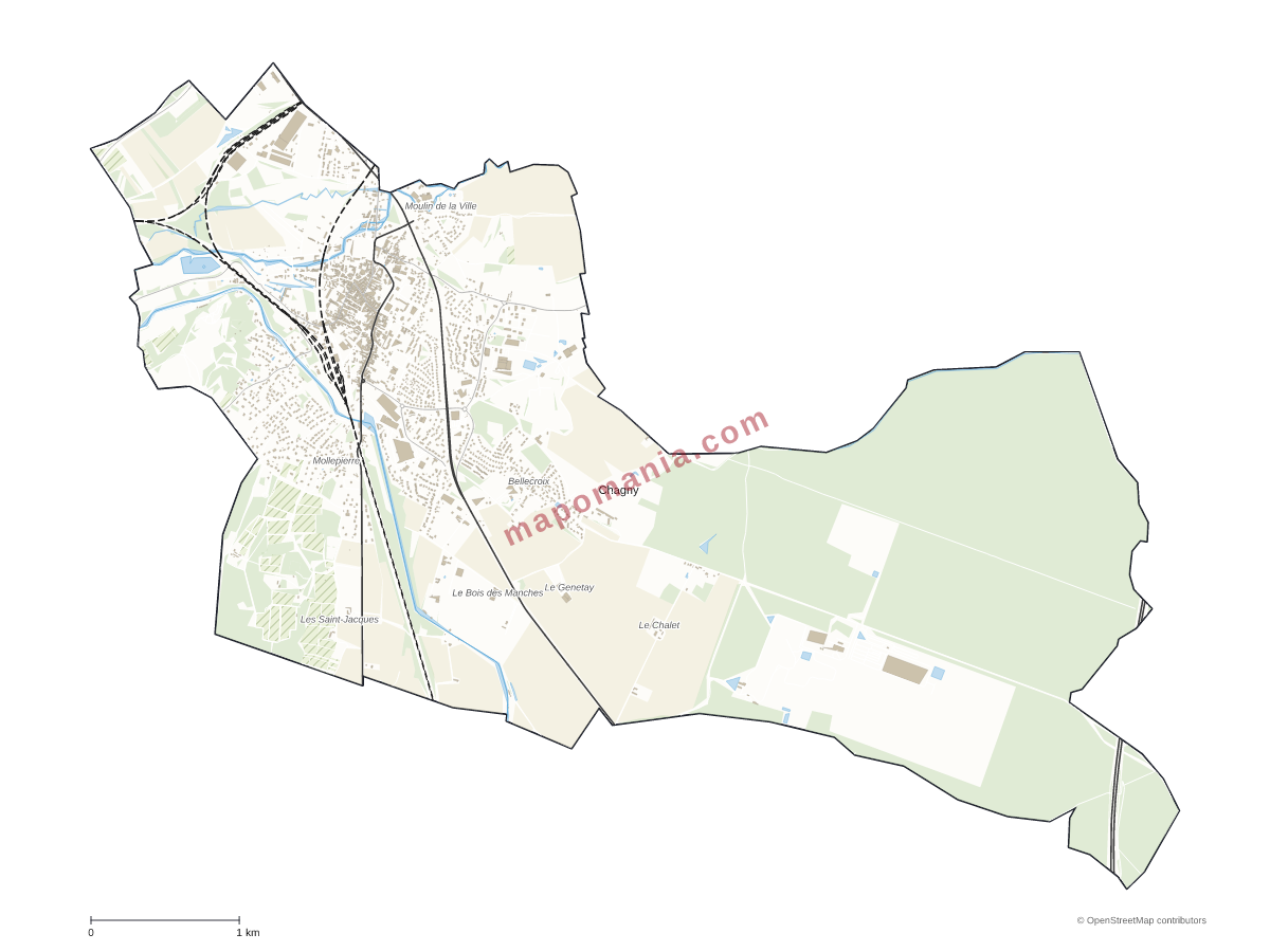 Carte de Chagny à personnaliser