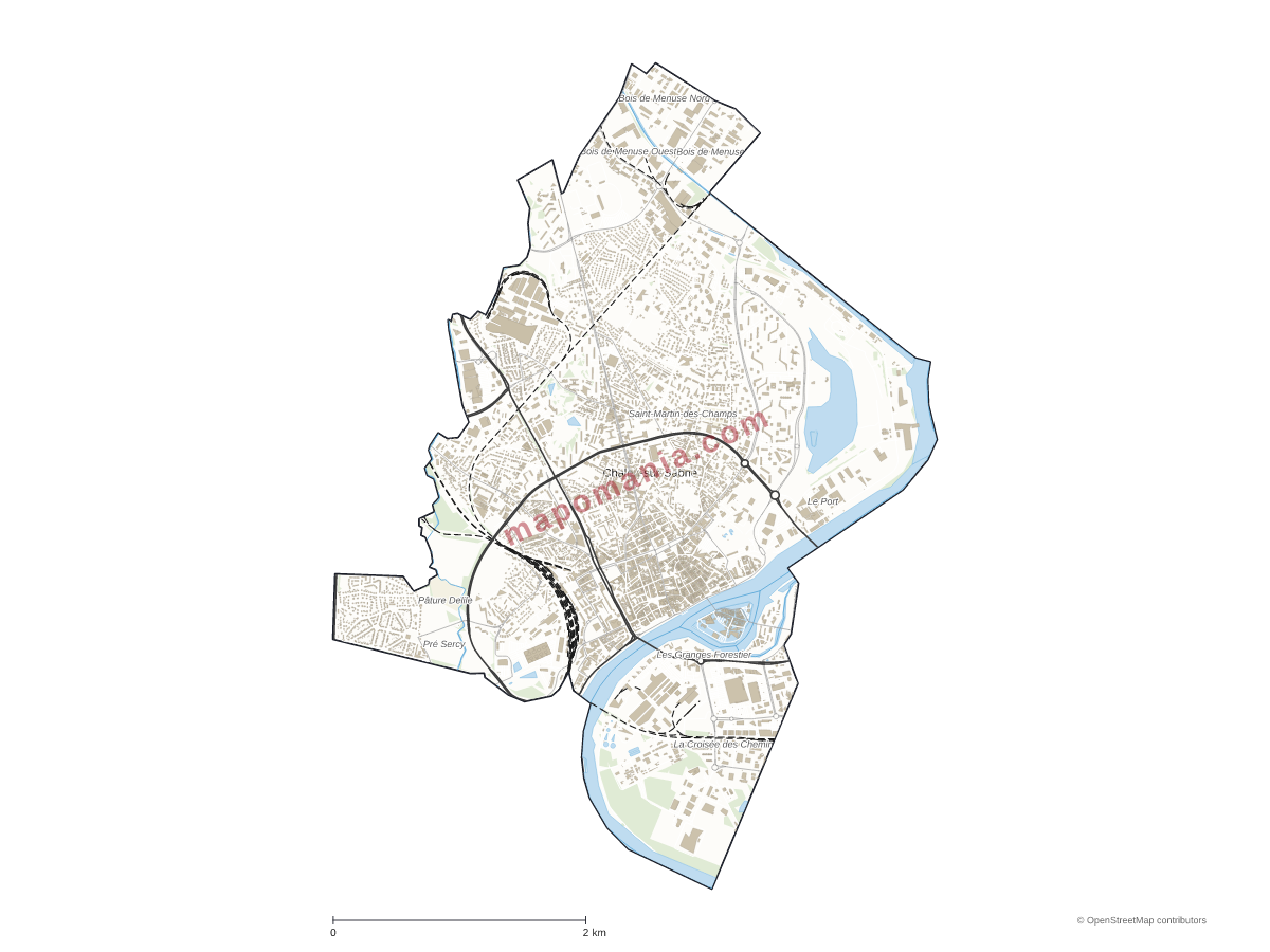 Carte de Chalon-sur-Saône à personnaliser