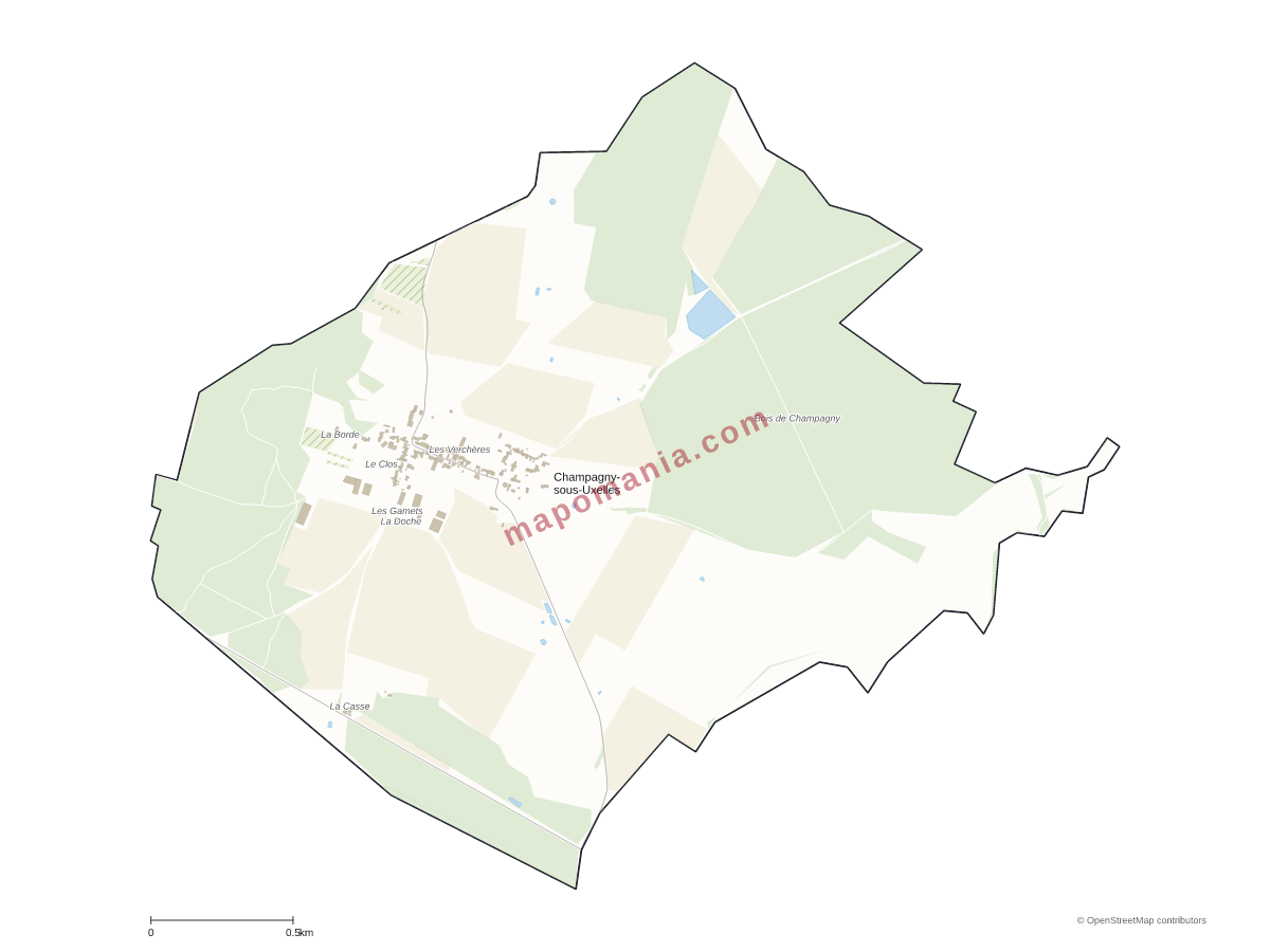 Carte de Champagny-sous-Uxelles à personnaliser