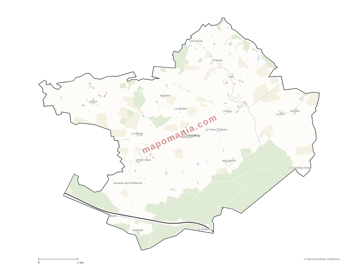 Carte de Champlecy à personnaliser