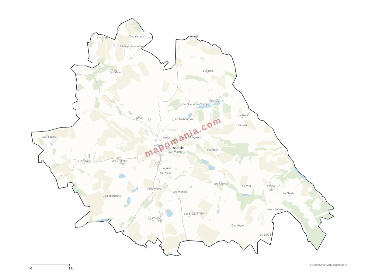 Carte de La Chapelle-au-Mans à personnaliser
