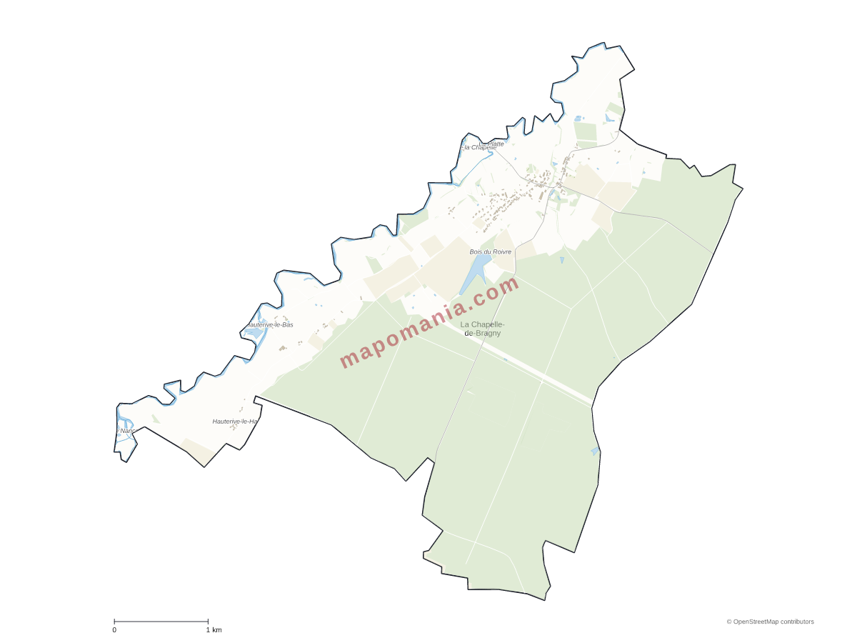 Carte de La Chapelle-de-Bragny à personnaliser