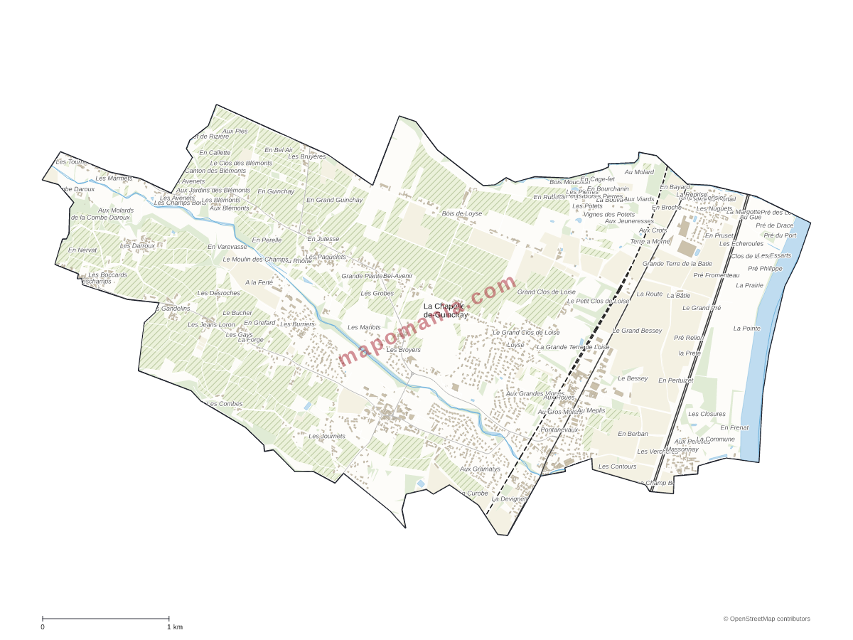 Carte de La Chapelle-de-Guinchay à personnaliser