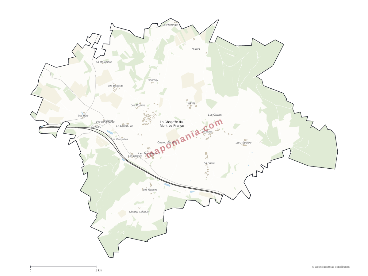 Carte de La Chapelle-du-Mont-de-France à personnaliser