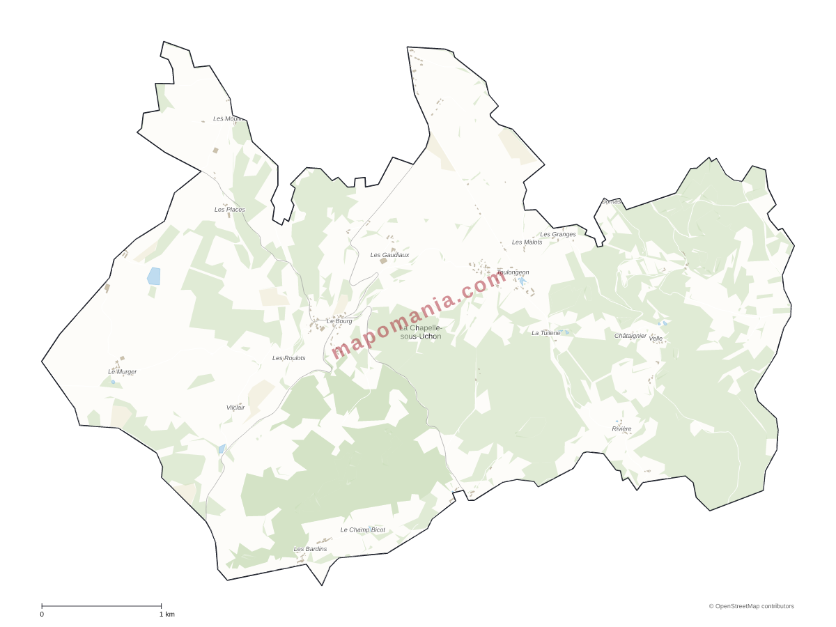 Carte de La Chapelle-sous-Uchon à personnaliser
