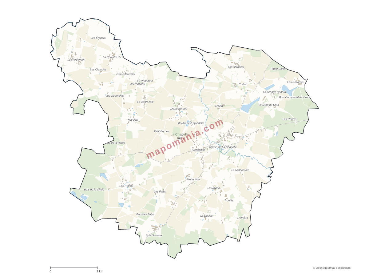Carte de La Chapelle-Thècle à personnaliser