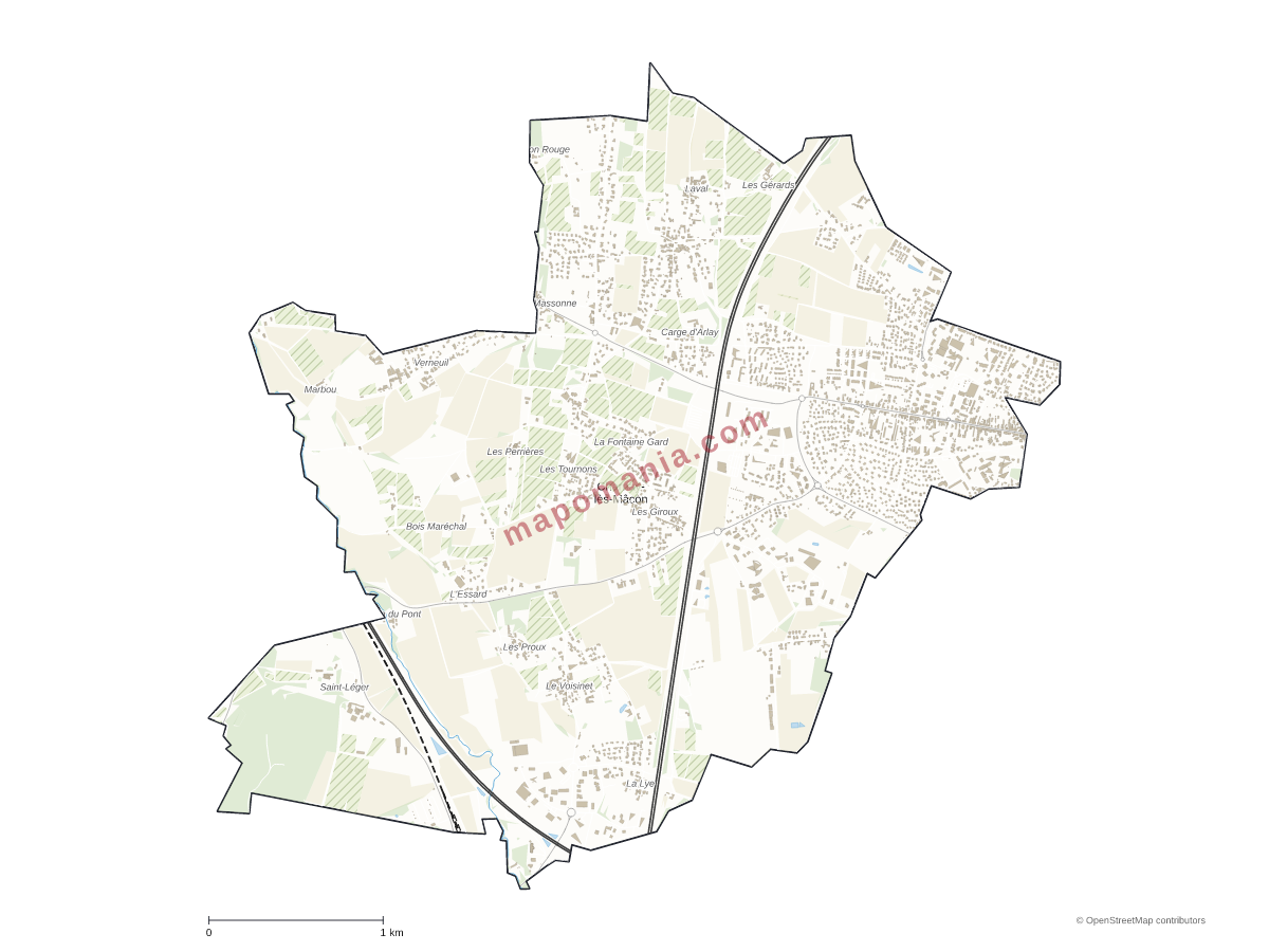 Carte de Charnay-lès-Mâcon à personnaliser