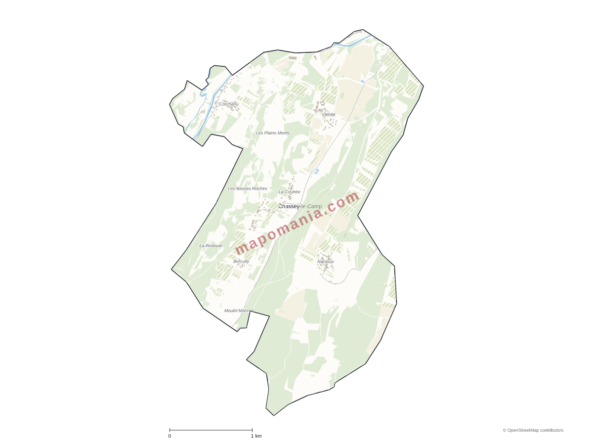 Carte de Chassey-le-Camp à personnaliser