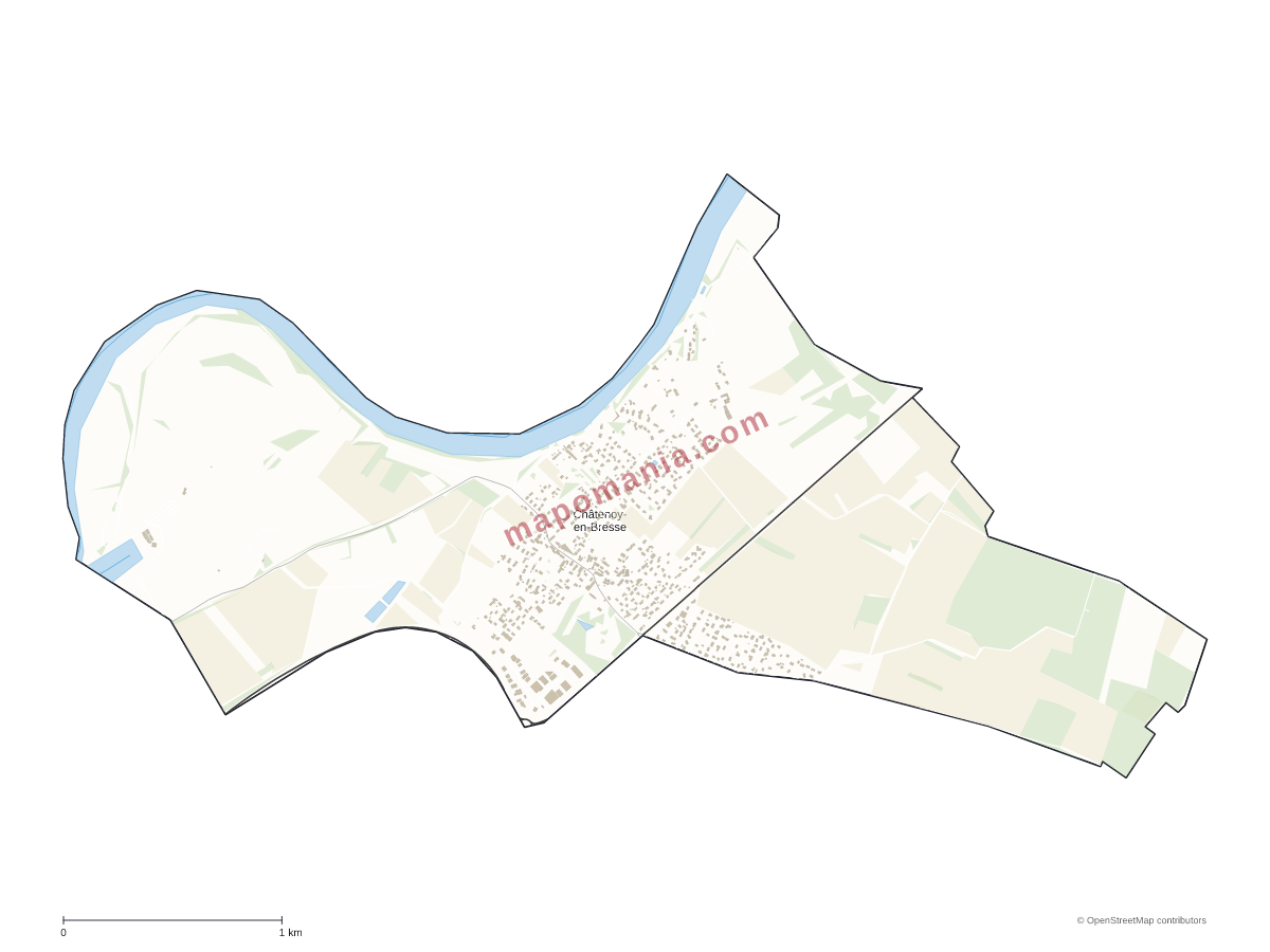 Carte de Châtenoy-en-Bresse à personnaliser