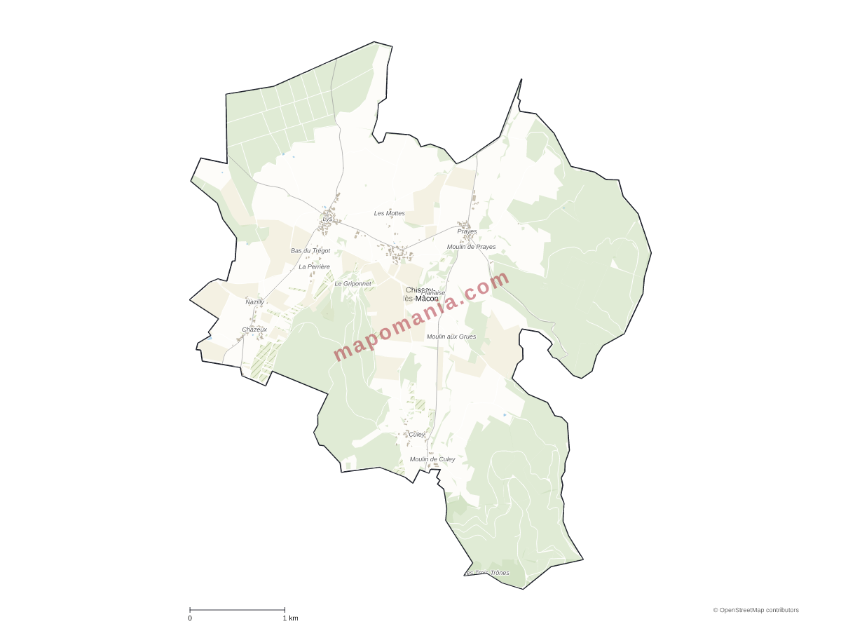 Carte de Chissey-lès-Mâcon à personnaliser