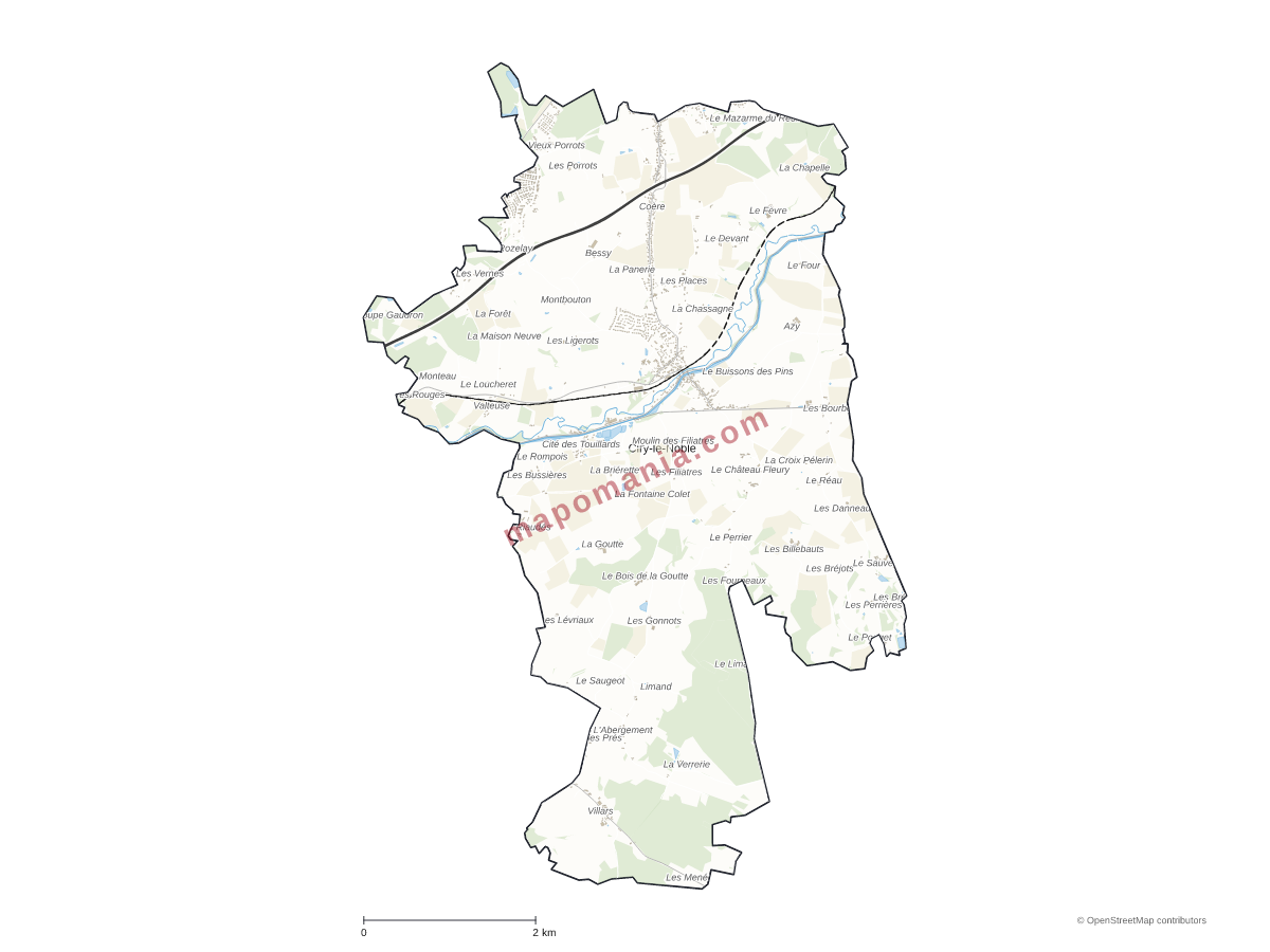 Carte de Ciry-le-Noble à personnaliser