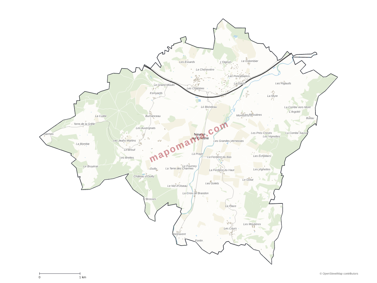 Carte de Navour-sur-Grosne à personnaliser
