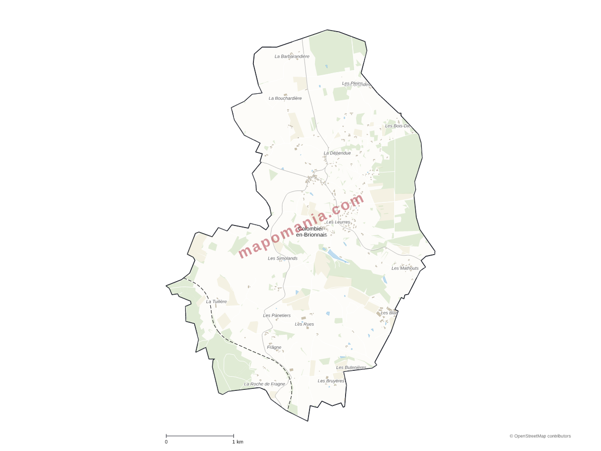 Carte de Colombier-en-Brionnais à personnaliser