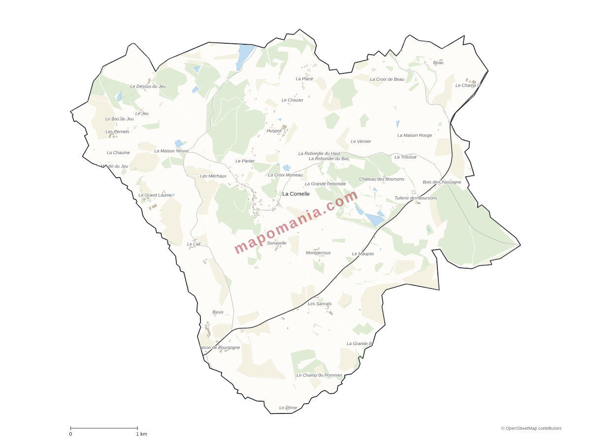 Carte de La Comelle à personnaliser