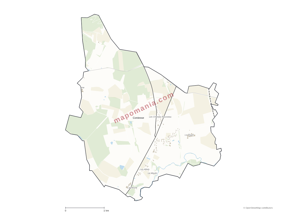 Carte de Cordesse à personnaliser
