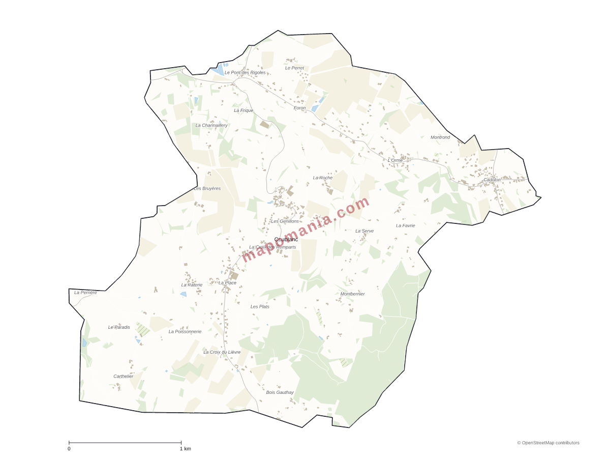 Carte de Coublanc à personnaliser