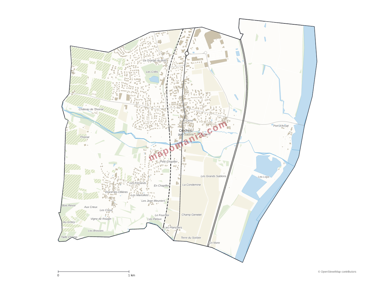 Carte de Crêches-sur-Saône à personnaliser
