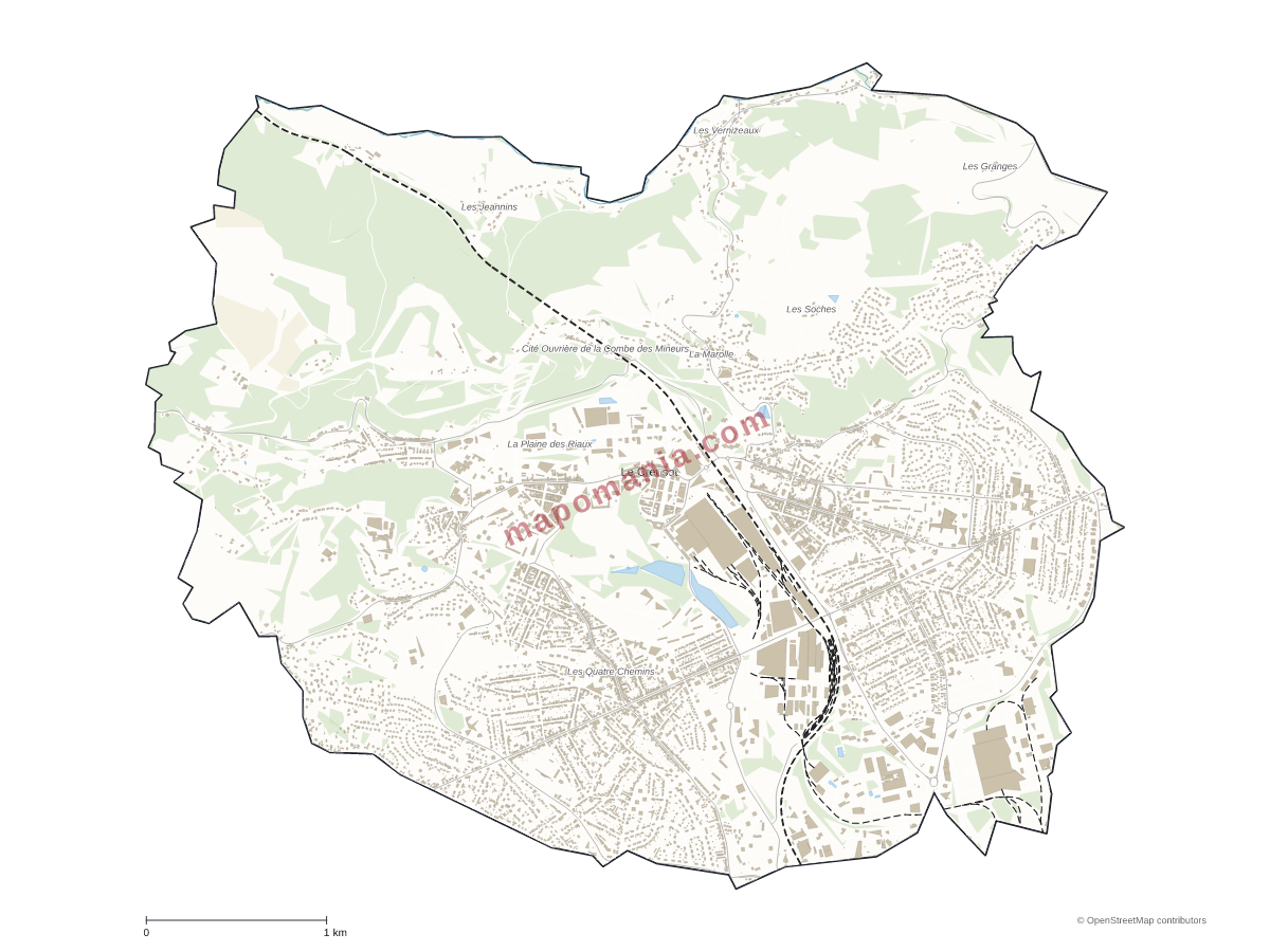 Carte de Le Creusot à personnaliser