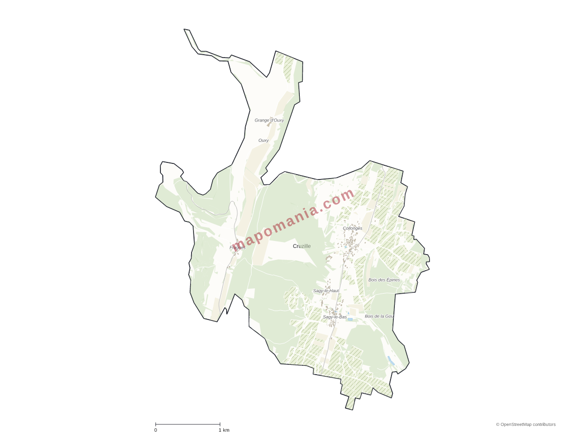 Carte de Cruzille à personnaliser