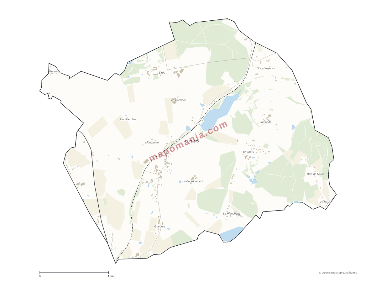 Carte de Curbigny à personnaliser