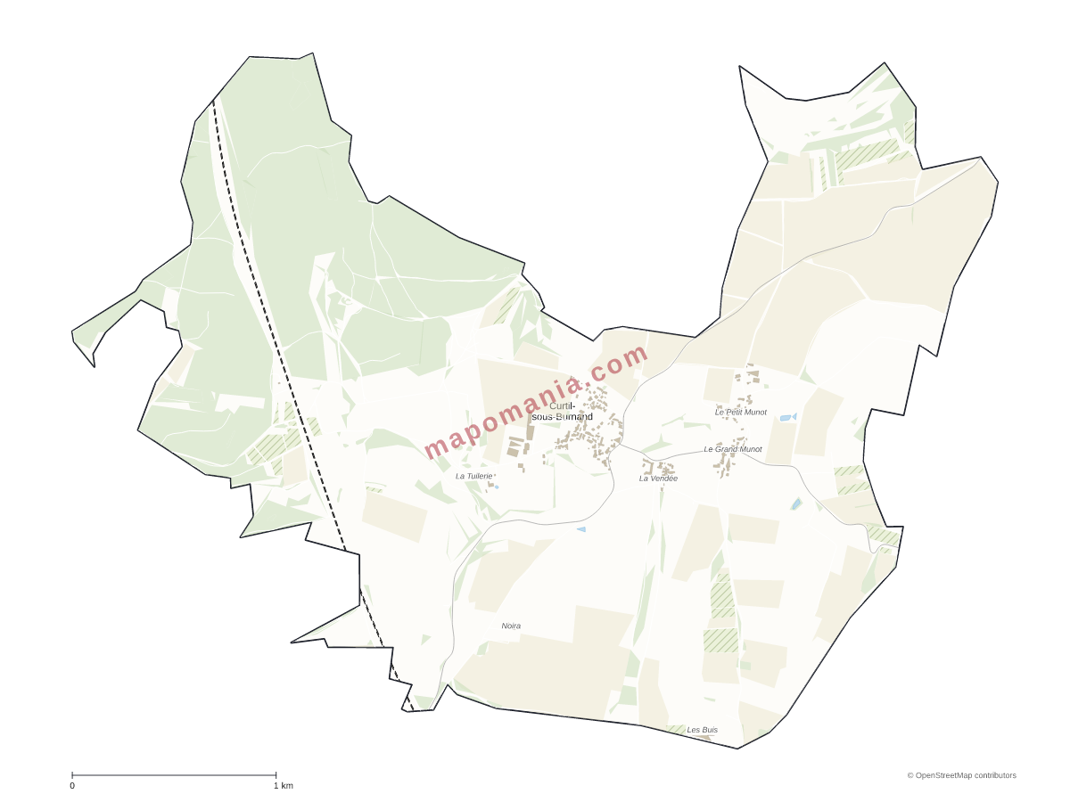 Carte de Curtil-sous-Burnand à personnaliser