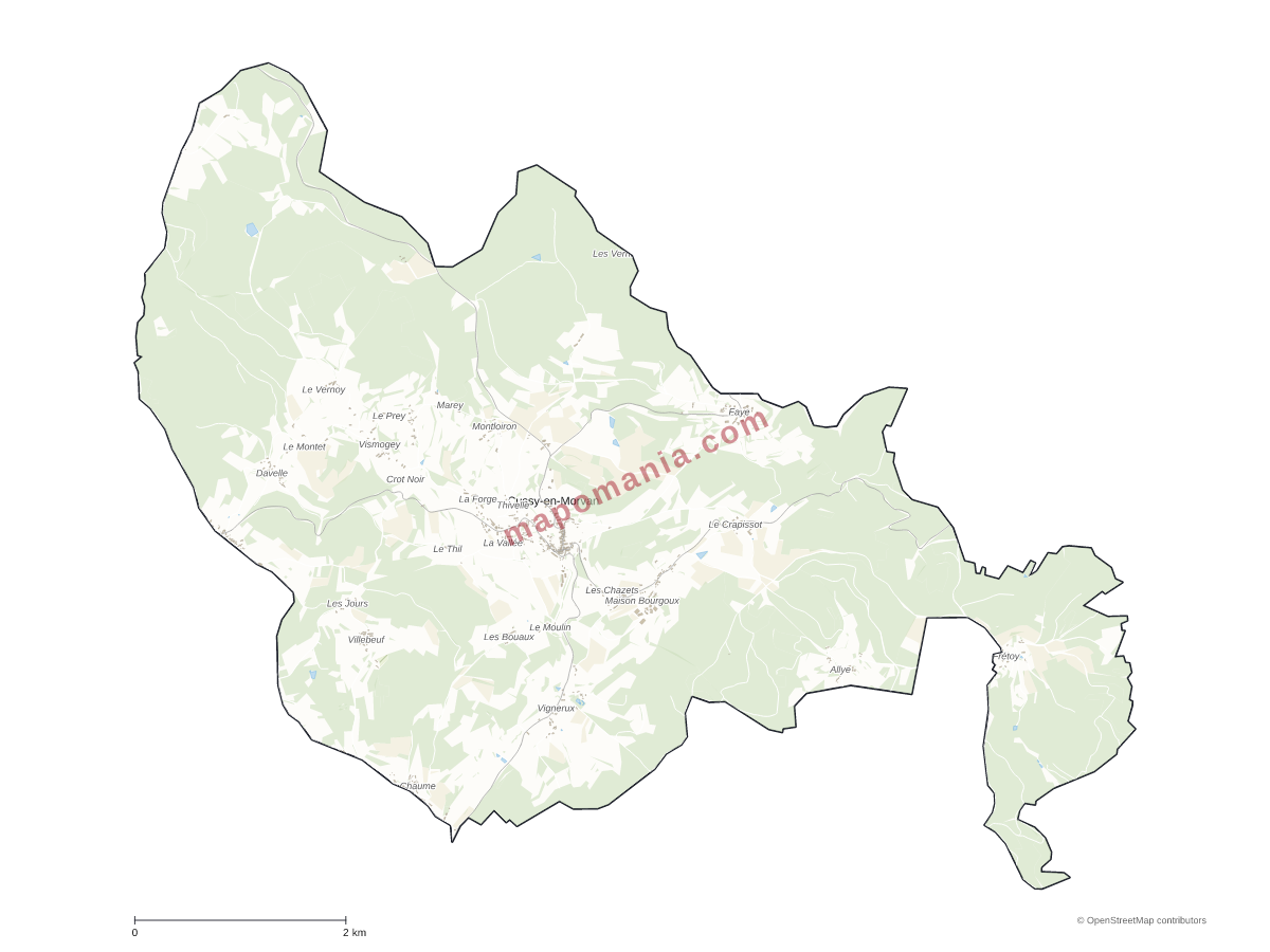 Carte de Cussy-en-Morvan à personnaliser