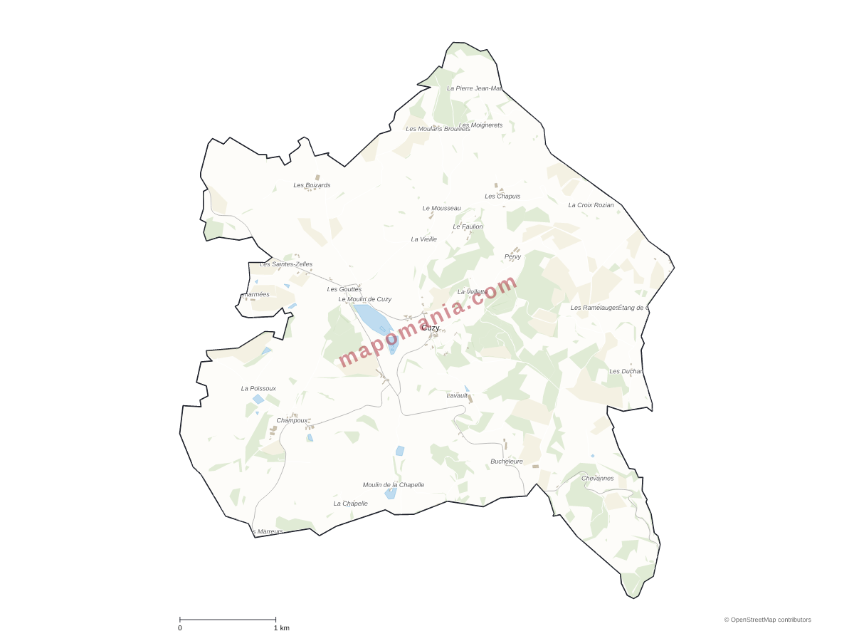 Carte de Cuzy à personnaliser