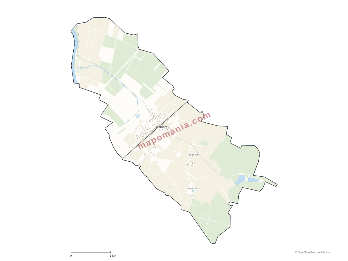 Carte de Damerey à personnaliser
