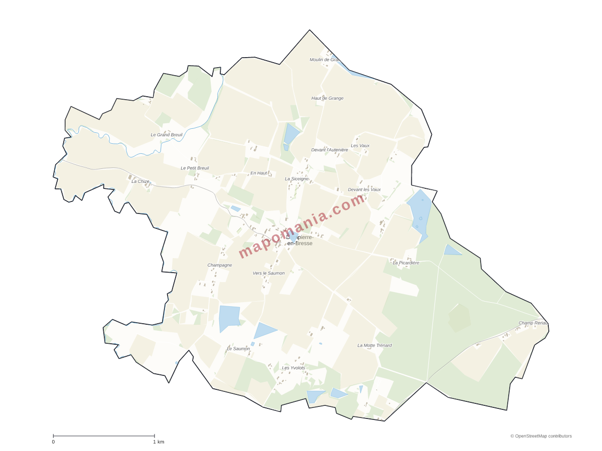 Carte de Dampierre-en-Bresse à personnaliser