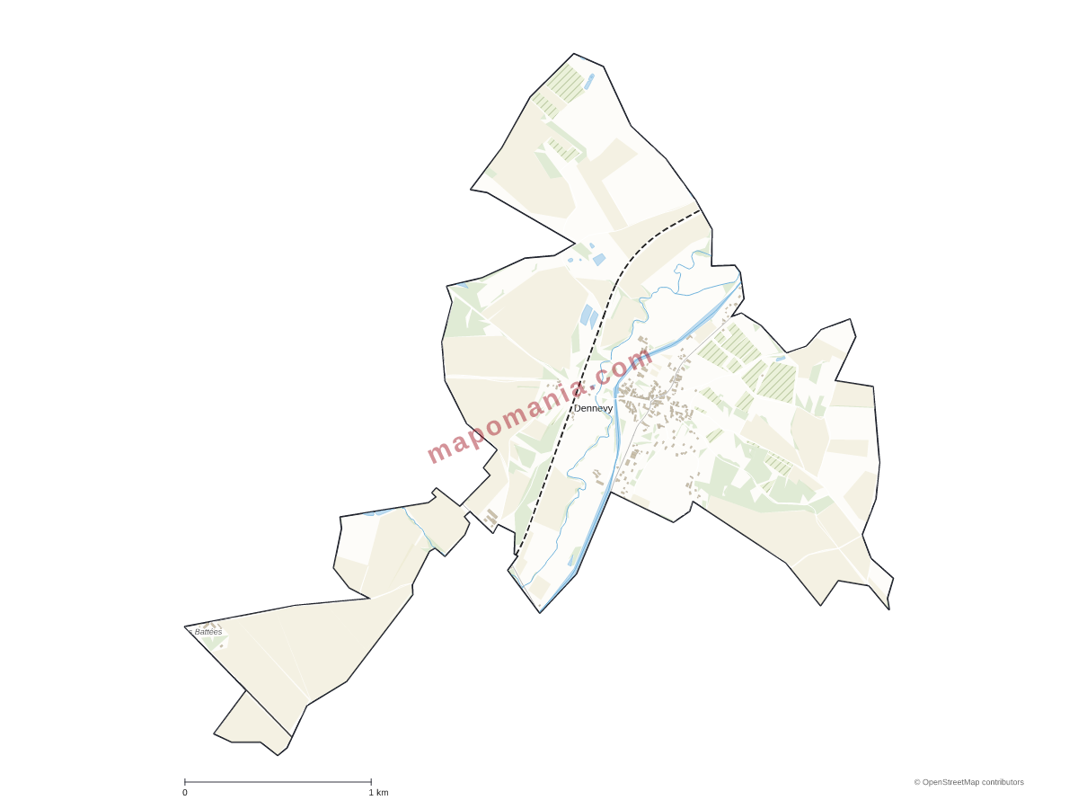 Carte de Dennevy à personnaliser