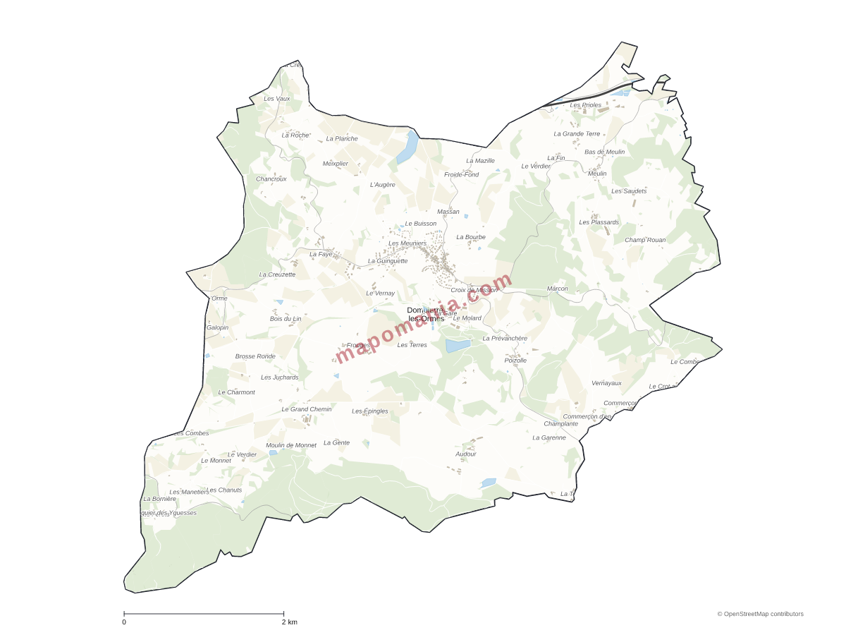 Carte de Dompierre-les-Ormes à personnaliser