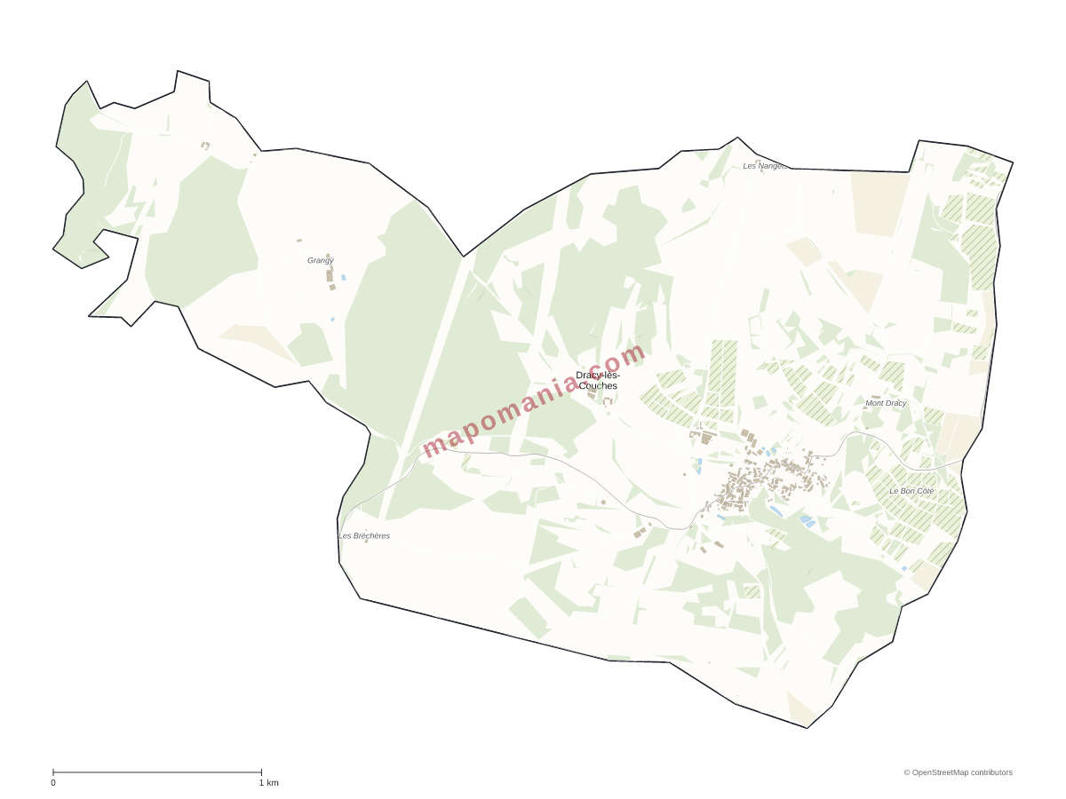 Carte de Dracy-lès-Couches à personnaliser