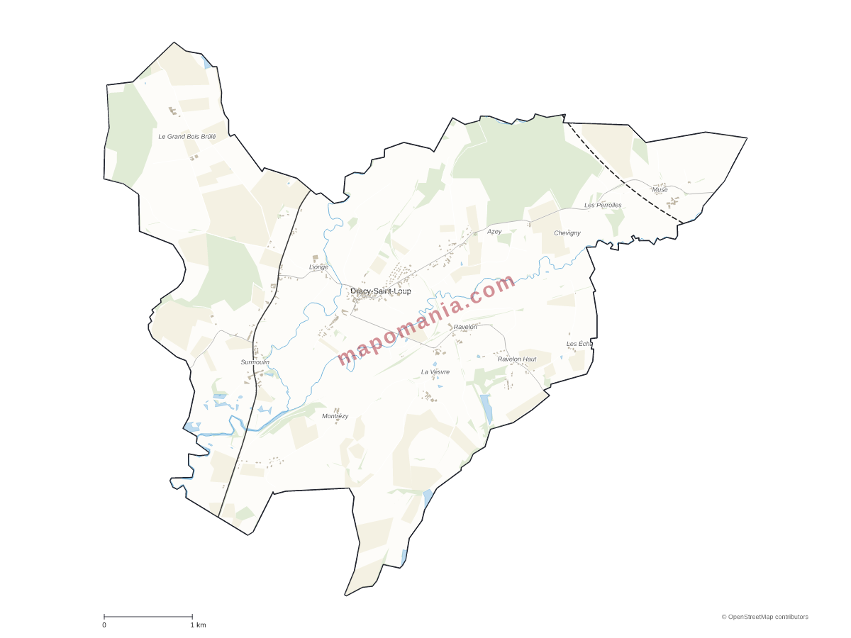 Carte de Dracy-Saint-Loup à personnaliser