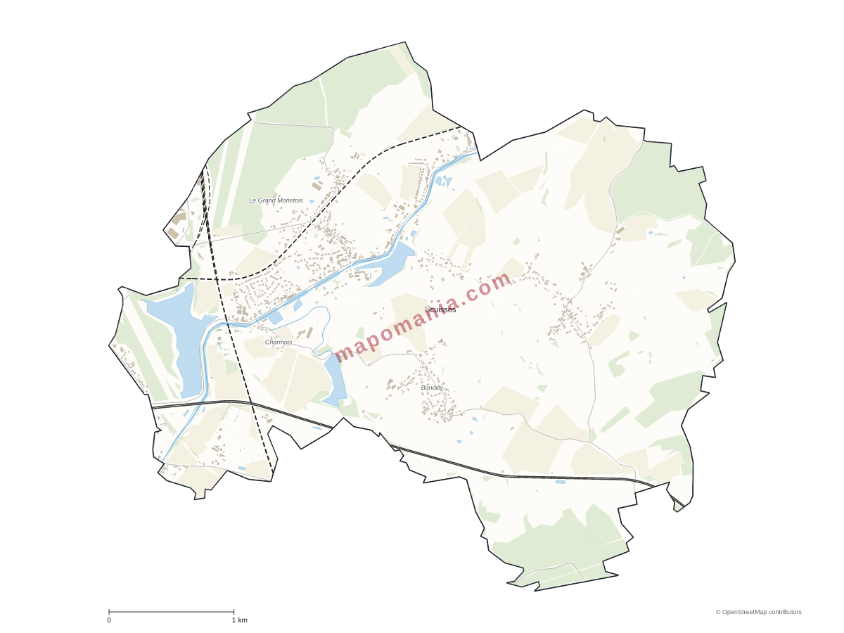 Carte de Écuisses à personnaliser