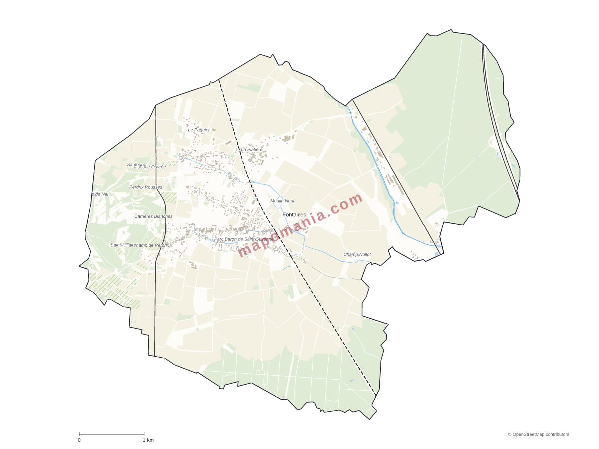 Carte de Fontaines à personnaliser