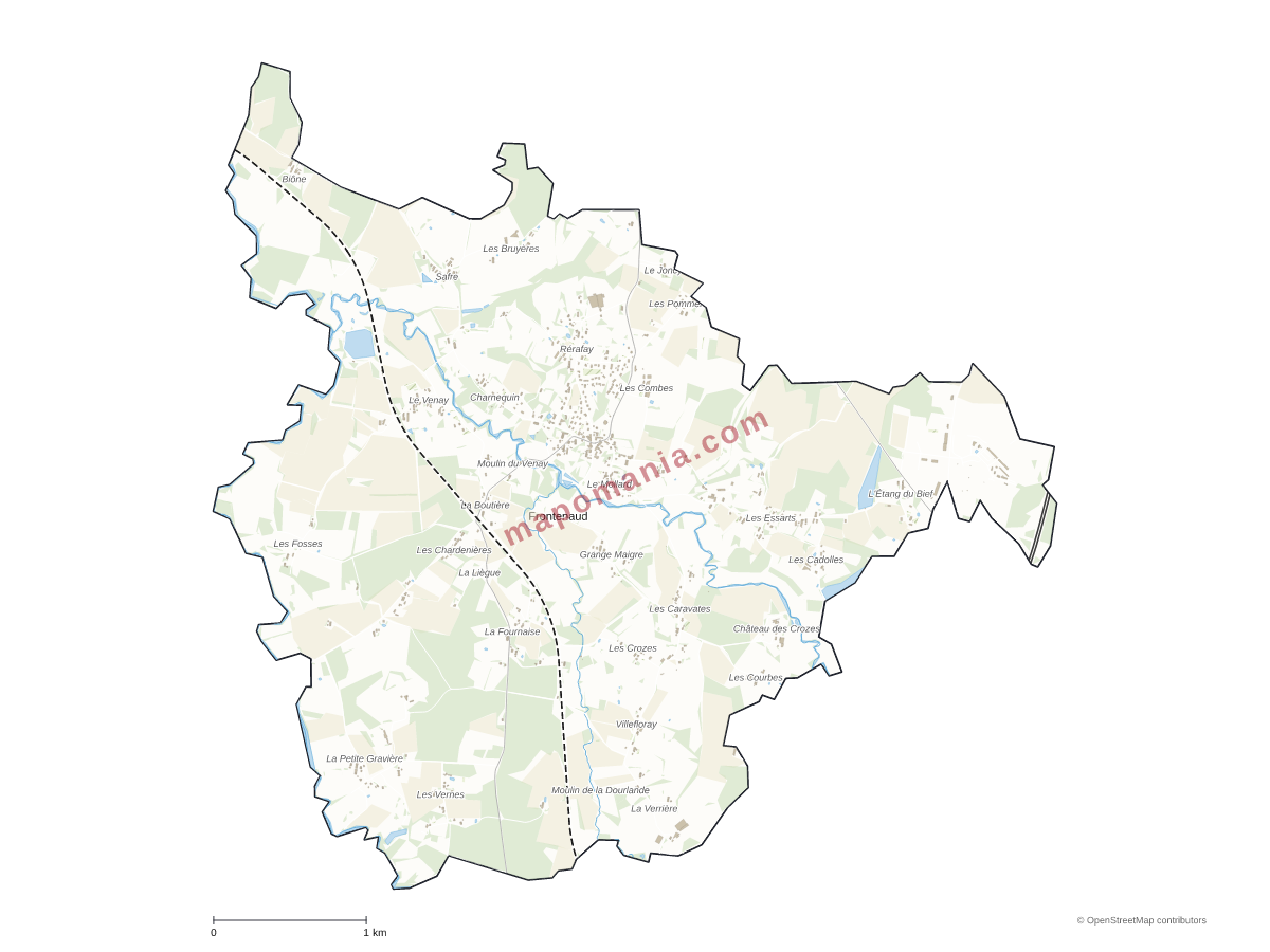 Carte de Frontenaud à personnaliser
