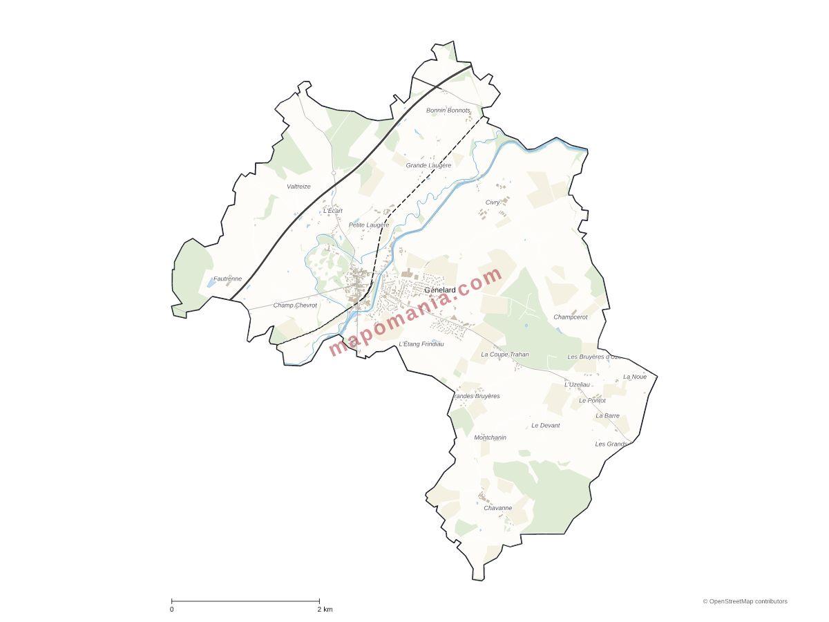 Carte de Génelard à personnaliser