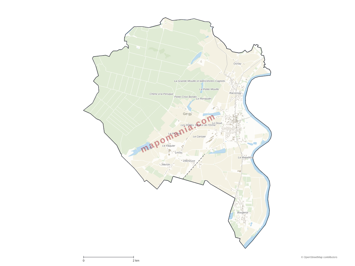 Carte de Gergy à personnaliser