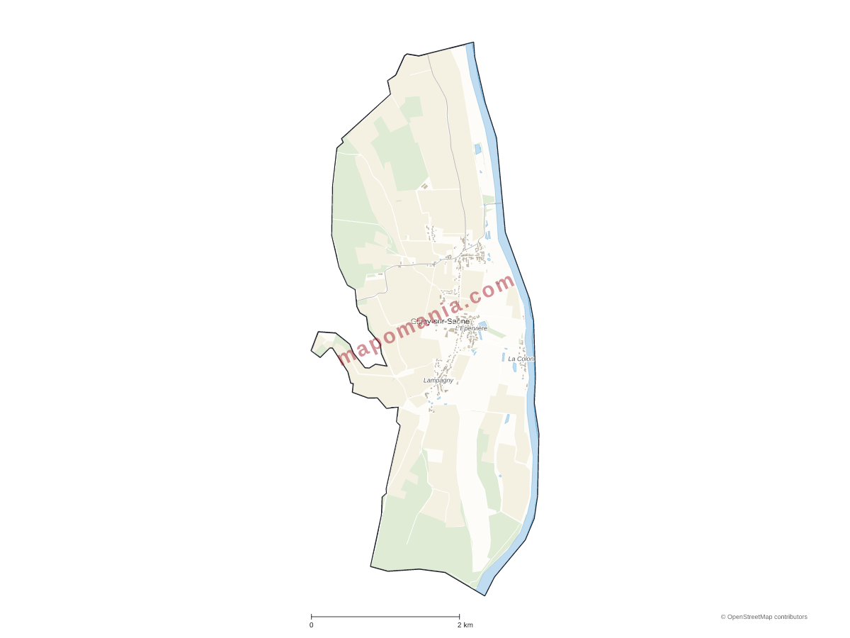 Carte de Gigny-sur-Saône à personnaliser