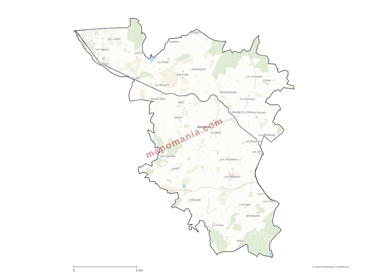 Carte de Gourdon à personnaliser